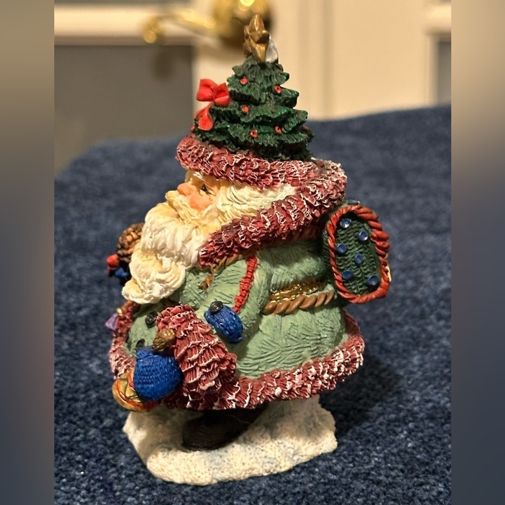 Mini Santa dressed for traveling! Wears a Christmas tree hat! - Picture 2 of 7